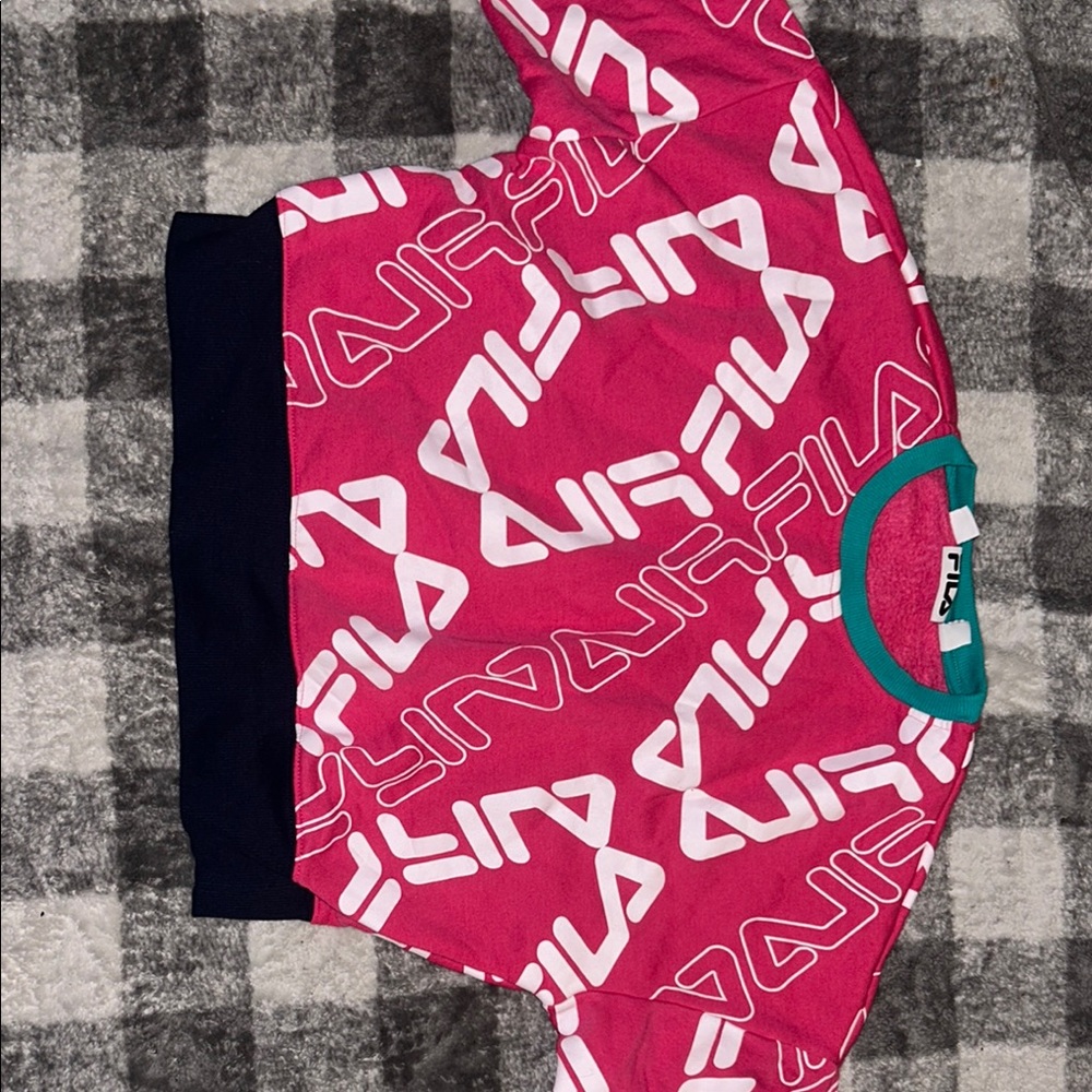 Fila Pink and Teal Logo Sweatshirt